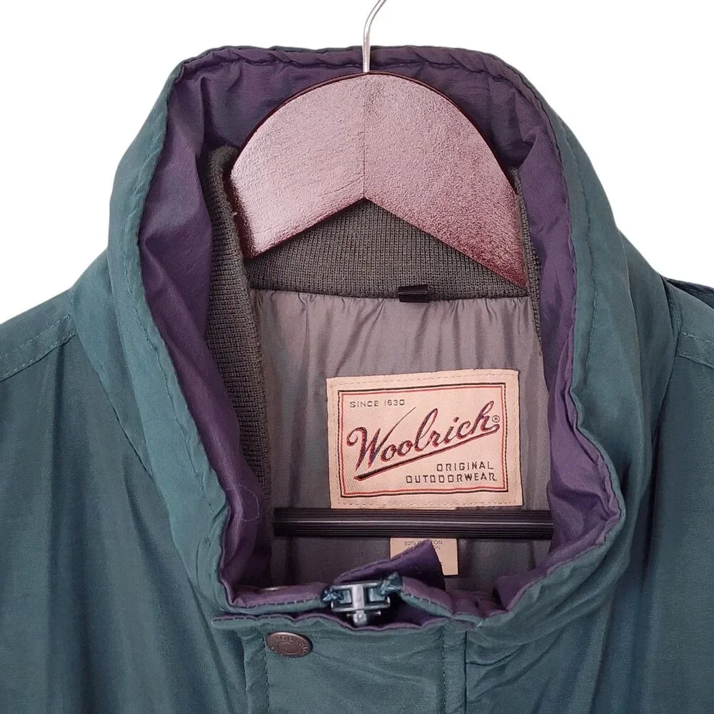 Vtg Woolrich Dark Pine Parka Jacket Men's XL 60/40 Cotton Nylon Insulated Hooded